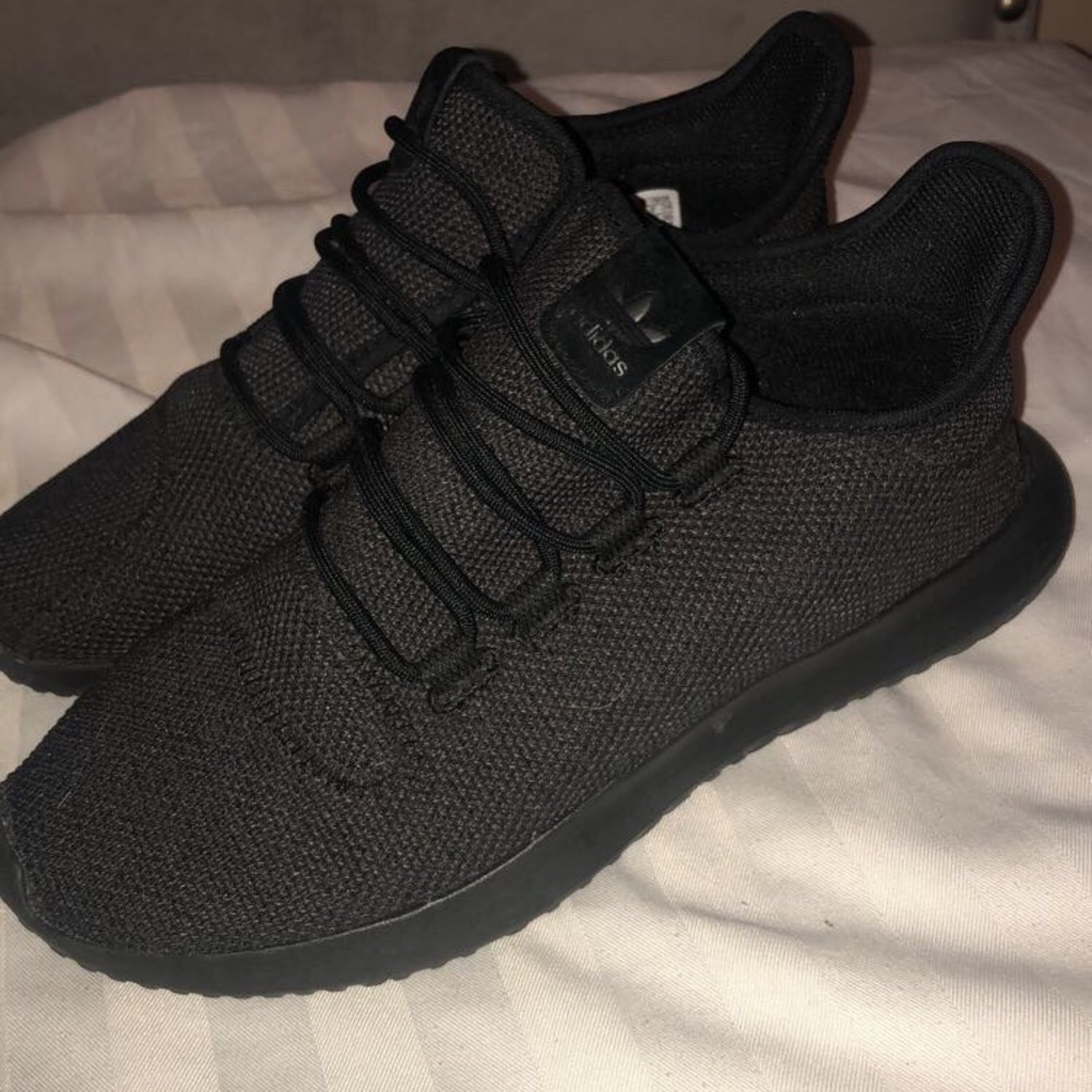 All Black Adidas Tubular Gym Shoes